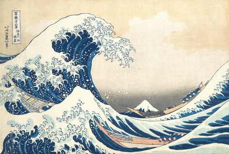 ocean wave illustration #Japan #artwork #4K #wallpaper #hdwallpaper #desktop Under The Wave Off Kanagawa, The Wave Off Kanagawa, Famous Art Paintings, Most Famous Paintings, Calendar 2017, The Great Wave, Famous Artwork, Katsushika Hokusai, Great Wave Off Kanagawa