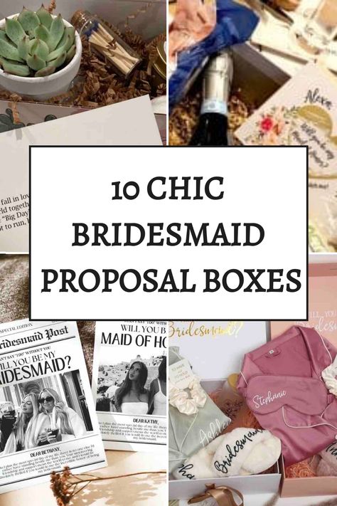 Unveil a unique proposal for your bridesmaids with our exquisite Ultimate Bridesmaid Proposal Boxes! These curated boxes feature luxurious satin PJs, snug slippers, and invigorating facemasks – the epitome of elegance and comfort combined. Ideal for expressing gratitude to your bridal party in a thoughtful and stylish manner. Unique Bridesmaid Box Ideas, Asking Bridesmaids Ideas Unique, How To Ask Bridal Party To Be In Wedding, Bridesmaid Proposals Unique, Unique Bridal Proposal Ideas, Cool Bridesmaid Proposal, Unique Bridesmaids Proposals, Ideas For Asking Bridesmaids, Bridesmaid Gift Boxes Ideas