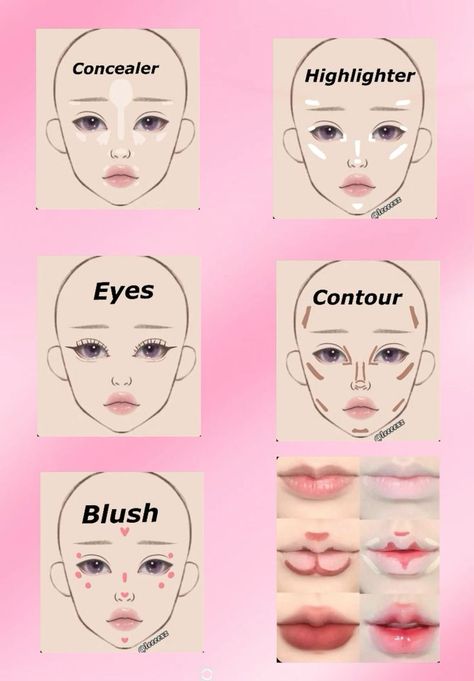 Lip Tips Soft, Asian Makeup Step By Step, Korean Cute Makeup Look, Where Do You Put Concealer On Your Face, How To Look Korean Makeup Tutorials, Korean Make Up Steps, Korean Makeup Eyebrow, Makeup Look For Big Eyes, Where To Add Concealer