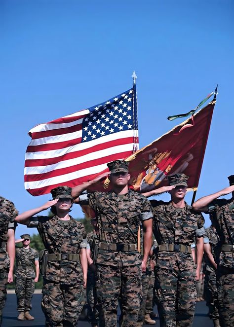 Us Marines Uniform, Us Army General, Marines Uniform, Military Salute, American Flag Pictures, Military Images, Army Usa, Military Photography, Military Flag