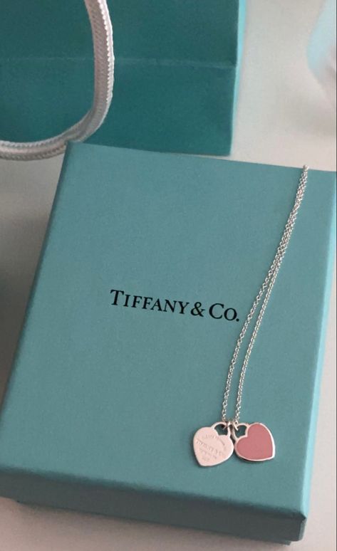 Tiffany And Co Mini Double Heart Tag, Return To Tiffany Double Heart Necklace, Tiffany And Co Box Gift, Pink Double Heart Tag Pendant, Tiffany Double Heart Necklace Pink, Tiffany's Heart Necklace, Tiffany Pink Necklace, Tiffany’s Aesthetic, Tiffany And Co Jewelry Necklace