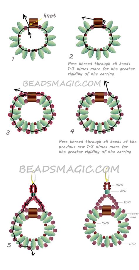 Super Duo Beads Patterns Free, Super Duo Beads, Duo Beads, Motifs Perler, Beaded Earrings Tutorials, Super Duo, Beading Patterns Free, Seed Bead Patterns, Bead Weaving Patterns