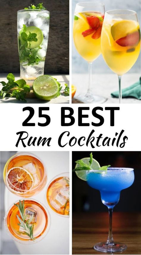 rum cocktails pin Don Q Rum Recipes Drinks, Drinks To Make With Rum, Rum Based Drinks, Gold Rum Cocktails, Rum Cocktail Recipes Easy, Rum Drinks Easy Cocktails, Rum Based Cocktails, Easy Rum Cocktails, Refreshing Rum Cocktails