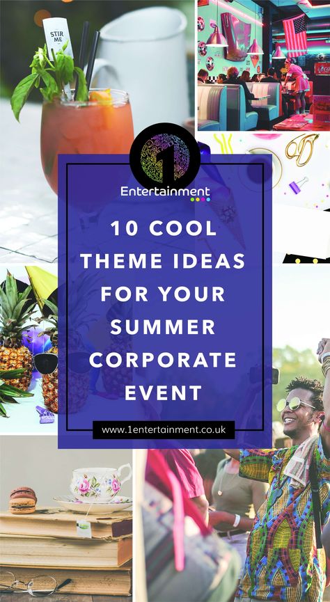 Planning a work event for the summer? Look no further as we look at some great summer themes for your corporate event! Party Themes For Work Events, Staff Party Theme Ideas, Work Party Themes Events, Themes For Corporate Events, Conference Themes Corporate, Summer Event Themes, Park Events Ideas, Corporate Activities Ideas, Spring Event Themes