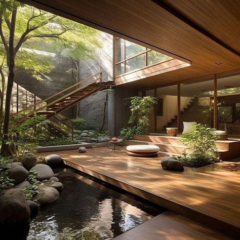 Indoor Courtyard, Tropical House Design, Inside A House, Architecture Model House, House In Nature, Unique House Design, Danang, Tropical House, House Outside Design