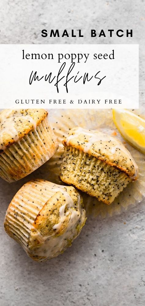 The best gluten free and dairy free small batch lemon poppy seed muffins busting with lemon flavor and poppy seeds! Makes 3! Perfect for Lemon Poppy Muffins, Yogurt Eggs, Aip Baking, Lemon Poppy Seed Muffins, Organic Baking, Seed Muffins, Fall Baking Recipes, Baking With Almond Flour, Poppy Seed Muffins