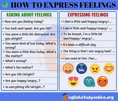 Different Ways of Expressing Feelings in English - English Study Online Feelings In English, Expressing Feelings, Express Feelings, English Teaching Materials, Other Ways To Say, Expressing Emotions, How To Express Feelings, Interesting English Words, English Teaching