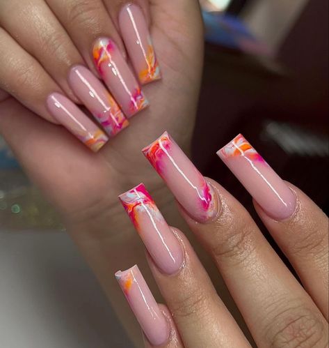 Acrylic Nail Designs Classy, Marble Acrylic Nails, Business Nails, Diy Acrylic Nails, Fancy Nails Designs, Colored Acrylic Nails, Work Nails, Acrylic Nails Coffin Pink, Unique Acrylic Nails