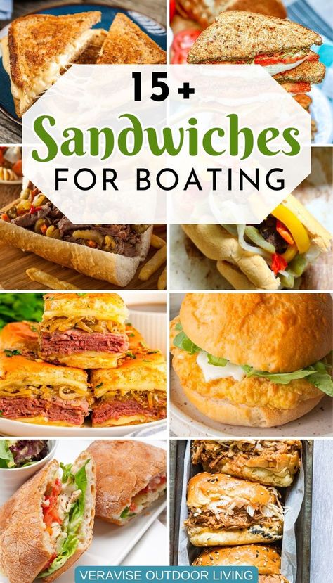 Sandwiches For Boating Group Sandwich Ideas, Premade Sandwiches For Party, Boat Food Ideas Summer Lunches, Lake Day Snacks For Adults, Food For The Boat, Small Sandwich Ideas, Easy Summer Sandwiches, Lake Sandwiches, Boat Sandwiches Ideas