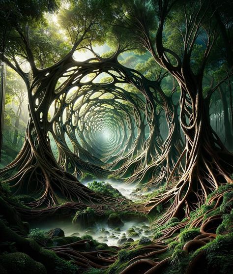 Tree Portal, Forest Mural, Ancient Celts, Beautiful Scenery Photography, Mystical Forest, Magic Forest, Fantasy Forest, Unique Trees, Fantasy Story