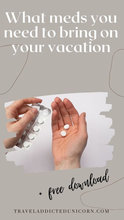 Free Download / What meds are needed when you travel / Be prepared / Pills and medicine / Must have medicine / Must bring meds #medicine #travel Meds To Take On Vacation, Travel Medicine, Adventure Travel Explore, Top Travel Destinations, Travel Vlog, Be Prepared, Travel Adventure, Dream Destinations, International Travel