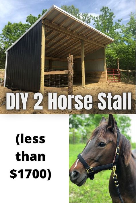 Small Horse Shed, Outside Horse Stalls, Backyard Horse Stables, How To Build A Run In Shed For Horses, Stable Yard Ideas, How To Build A Horse Shelter, Livestock Shelter Diy, Diy Horse Corral, Easy Diy Horse Shelter