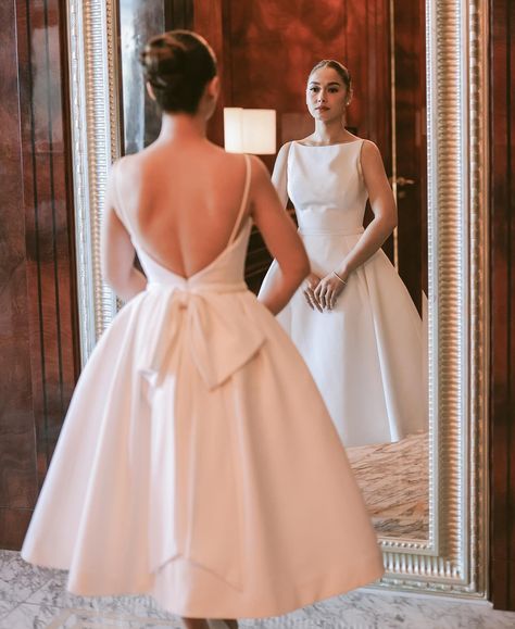 Made this Audrey Hepburn inspired little white dress for @maja and @rambonunez ‘s civil wedding. Best wishes Maja and Rambo! Styled my… | Instagram Dress For Proposal, Wedding Best Wishes, Mark Bumgarner, Audrey Hepburn Inspired, Chic Dress Classy, Civil Wedding Dresses, Classy Wedding Dress, Little White Dress, Wedding Court