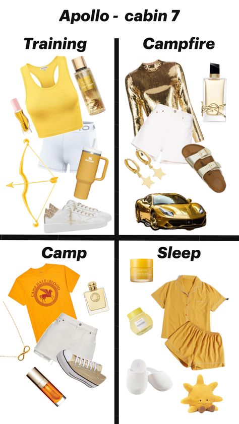 Outfit for camp half-blood 🌞🎶 Percy Jackson Costume, Cabin Outfit, Apollo Aesthetic, Percy And Nico, Apollo Cabin, Percy Jackson Movie, Camp Half Blood Cabins, Percy Jackson Outfits, Percy Jackson Cabins