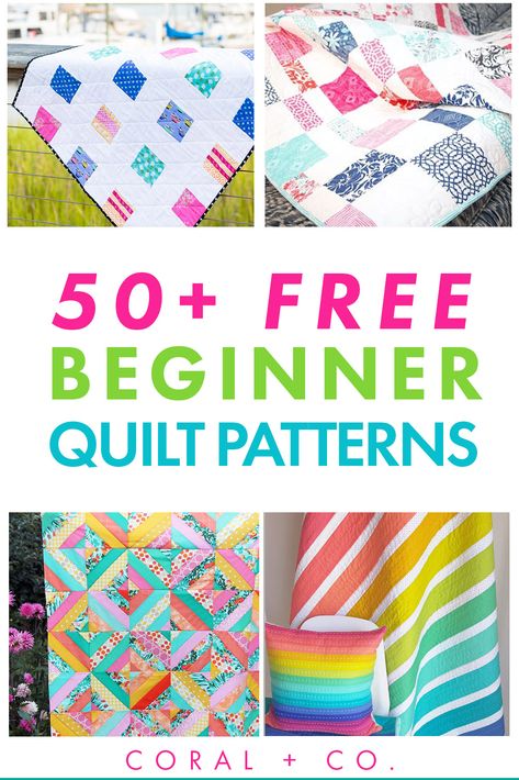 Easy Quilt Patterns Free, Free Quilt Patterns Printables, Beginner Quilt Patterns Free, Quilt Patterns For Beginners, Beginner Quilts, Quilts Easy, Creative Quilts, Beginner Quilting Projects, Beginner Quilting