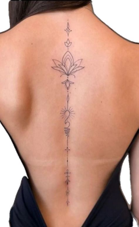 Feminine Back Tattoos, Flower Spine Tattoos, Tato Minimal, Tattoos For Women Flowers, Muster Tattoos, Writing Tattoos, Petite Tattoos, Spine Tattoos For Women, Classy Tattoos