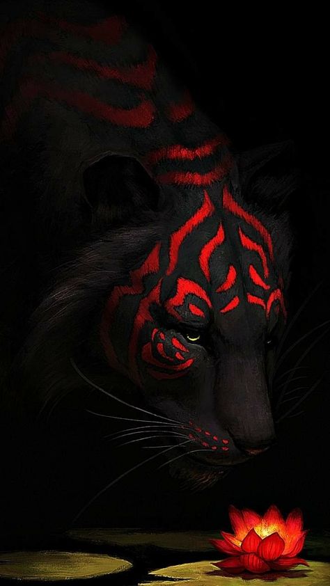 Keep going the king has your 6.                           (God)! Black Tiger Art, Lion Nature, Dark Tiger, Lup Singuratic, Free Android Wallpaper, Tiger Black, Tiger Artwork, Red And Black Wallpaper, Arte Doodle