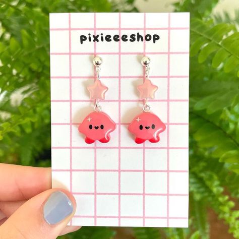 Kirby Earrings, Clay Keychain, Shrink Art, Images Kawaii, Clay Diy Projects, Keramik Design, Cute Clay, Clay Art Projects, September 28