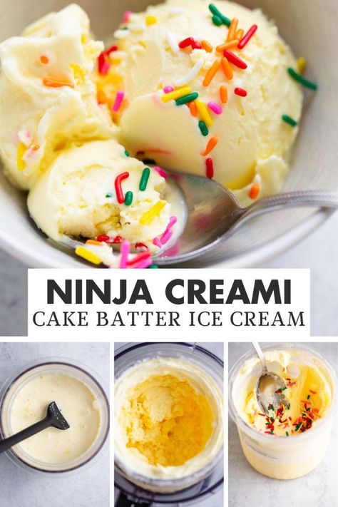 Ninja Creami cake batter ice cream is the perfect treat when you want the delicious flavors of cake batter or birthday cake, but in an ice cream! This recipe only uses 5 ingredients and is easy to make. This is a delicious Creami Birthday Cake ice cream. Cake Batter Ice Cream Ninja Creami, Ninja Creami Vanilla Ice Cream Pudding, Birthday Cake Ninja Creami, Ninja Creami Birthday Cake Ice Cream, Ninja Creami Cheesecake Ice Cream, Ninja Creami Cake Batter Ice Cream, Cake Batter Ninja Creami, Ninja Creami Ice Cream Recipes Without Cream Cheese, Ninja Ice Cream Recipes