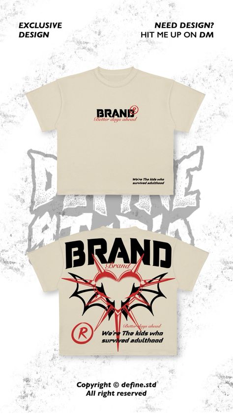 costume design for your clothing brand Streetwear Fashion T Shirt, Clothing Design Ideas T Shirts, Back Shirt Design Ideas, Clothing Brand Graphic Design Ideas, Streetwear Clothing Brand Design Ideas, Clothing Brand Graphic Design, Design Ideas For Clothing Brand, Branding Design Clothing, Brand Ideas Design