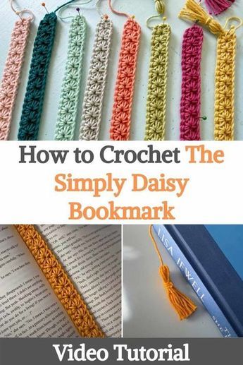 Beginner Crochet Projects Acrylic, Crochet Projects For Craft Shows, Simply Daisy Bookmark, Crochet Bookmark Tassel, Easy Crochet Chapstick Holder, How To Make Crochet Bookmarks, Crochet Projects For Book Lovers, How To Make A Crochet Bookmark, 5.5mm Crochet Patterns