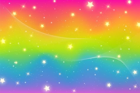 Rainbow Stars Aesthetic, Wavy Illustration, Rainbow Glitter Background, Background For Edit, Rainbow Gradient Background, Kawaii Patterns, Sky With Stars, Stars Background, Y2k Background