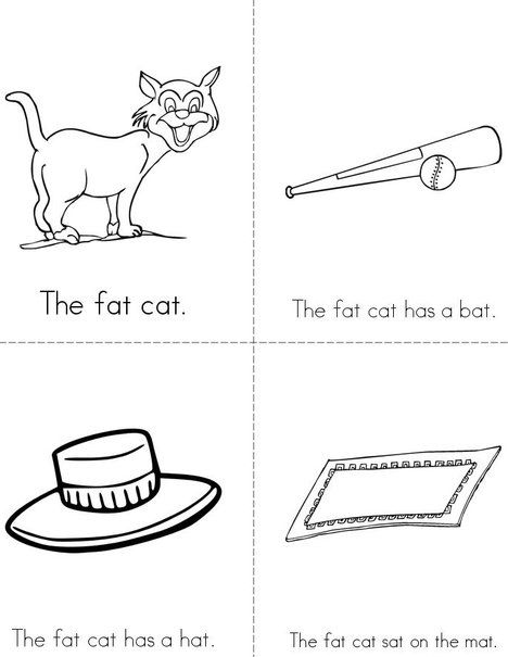 The Fat Cat Mini Book from TwistyNoodle.com Abc Activity, The Fat Cat, Pen Pal Kit, Phonics Worksheets Free, Preschool Sight Words, Cvc Words Kindergarten, Holiday Worksheets, Magic Table, English Worksheets For Kindergarten