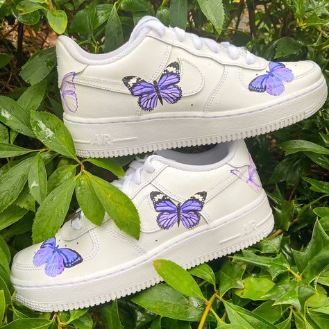 Butterfly Nike, Nike Air Force 1s, Air Force 1s, Shoe Stretcher, Air Force 1 Custom, Custom Air Force 1, Hand Painted Shoes, Cute Nike Shoes, Shoe Last