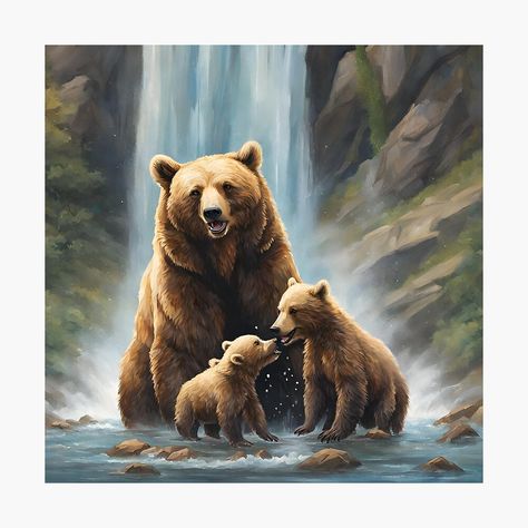 Get my art printed on awesome products. Support me at Redbubble #RBandME: https://www.redbubble.com/i/photographic-print/Mother-Bear-and-Cubs-play-under-a-waterfall-by-RekindleArt/155481786.6Q0TX?asc=u Bear With Cubs Tattoo, Bear Cubs Tattoo, Mother Bear And Cubs, Under A Waterfall, Bear And Cubs, Cubs Tattoo, Mamma Bear, Mother Bear, Sibling Love