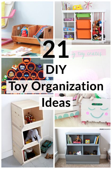 Love these DIY toy organizer ideas for children! Perfect for playroom or living room. Use storage bins, store hot wheels, stuffed animals, board games, toy bins.... storage ideas for everything! Bins Storage Ideas, Diy Toy Organizer, Toy Organizer Ideas, Kids Room Organization Diy, Toy Organization Diy, Creative Toy Storage, Toy Storage Ideas, Toys Organizer, Diy Playroom