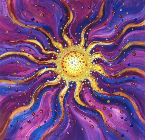 Spiritual Paintings, Sun Painting, Yang Energy, Trippy Painting, Hippie Painting, Energy Art, Hur Man Målar, Sun Art, Arte Inspo