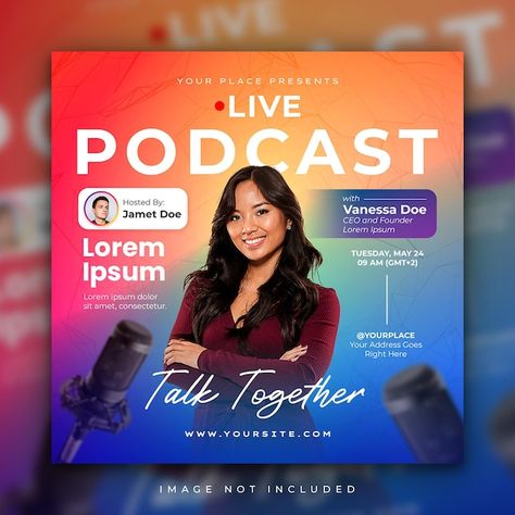 Speaker Reveal Poster, Podcast Poster Design Inspiration, Live Announcement Poster, Podcast Announcement Post, Podcast Social Media Template, Podcast Advertising Design, Podcast Poster Ideas, Youtube Podcast Thumbnail, Podcast Thumbnail Ideas