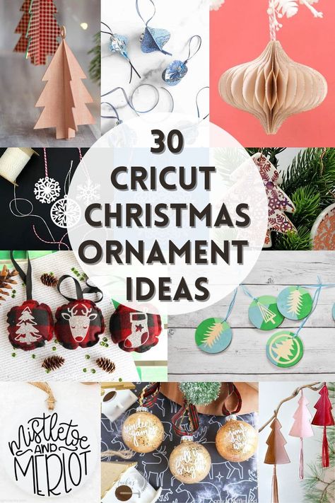 30 Creative Cricut Christmas Ornaments - Anika's DIY Life Christmas Ornaments With Cricut, Creative Christmas Ornaments, Ornaments With Cricut, Cricut Christmas Ornaments, Cricut Projects Christmas, Paper Ornaments Diy, Christmas Ornament Ideas, Cricut Ornaments, Vinyl Ornaments