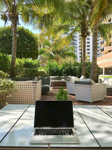 Work Abroad Job Ideas – working from Miami, FL on my mac laptop! Working On The Beach Laptop, Remote Tech Job Aesthetic, Work Abroad Aesthetic, Working On Vacation, Work Mood, Marketing Job, Goals 2024, Working Abroad, Working On Laptop