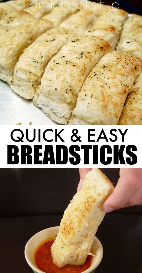 Fast Homemade Garlic Bread, Homemade Loaf Bread Easy Recipes, Homemade Breadsticks Without Yeast, Quick Bread Ideas, Quick Bread Sticks Easy Recipes, No Knead Breadsticks, Quick Cheesy Bread, Dinner Bread Recipes Quick, Things To Make With Yeast Easy Recipes