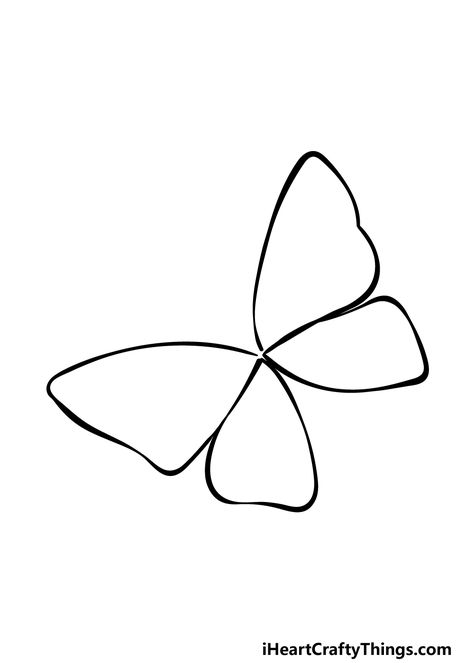 Idea To Draw Easy, Butterflies Easy Drawing, How To Draw A Butterfly Easy Simple, How To Make Butterfly Drawing, How To Draw Simple Butterfly, Easy Butterfly Outline, Butterfly Drawing Easy Outline, Easy Buterfluffy Drawing, Easy Butterflies To Draw