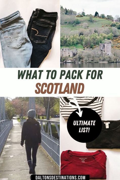 Scotland Summer Outfits, Scotland Rain, Travel List Packing, Scotland Clothes, What To Pack For Scotland, Pack For Scotland, What To Wear In Scotland, Traveling To Scotland, Scotland Outfit