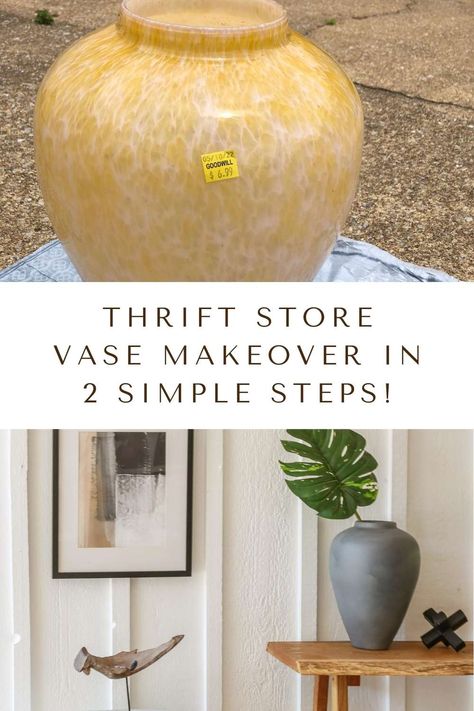 diy weathered vase makeover with paint Refinish Ceramic Vase, Spray Paint Vases Diy, Textured Ceramic Vase, Painting A Glass Vase, Spray Paint Glass Vases, Vase Makeover Diy, Glass Vase Makeover, Painting Glass Vases, Vase Makeover