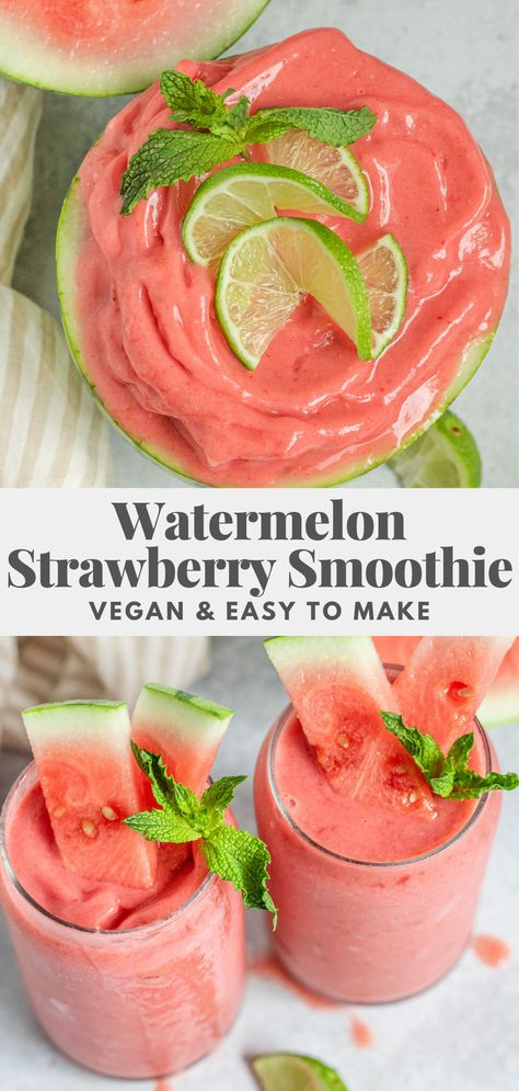 Watermelon Smoothie Recipe, Watermelon Smoothie Recipes, Watermelon Smoothie, Smoothies Vegan, Smoothie Recipes Healthy Breakfast, Drink Recipes Nonalcoholic, Smoothie Drink Recipes, Refreshing Drinks Recipes, Vegan Yogurt