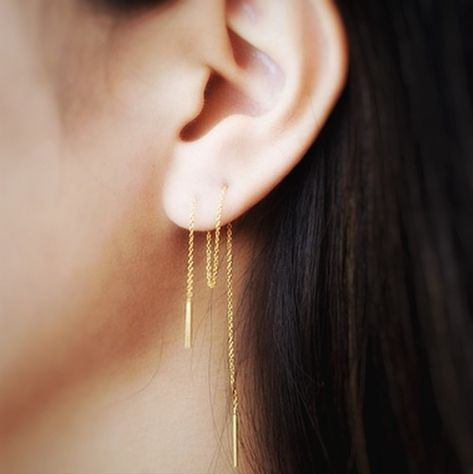 Ear Thread Earrings, David Yurman Earrings, Ear Threader, Threader Earrings Gold, Abstract Fashion, Cherry Earrings, Thread Earrings, Pearl Hoop Earrings, Earrings Minimalist