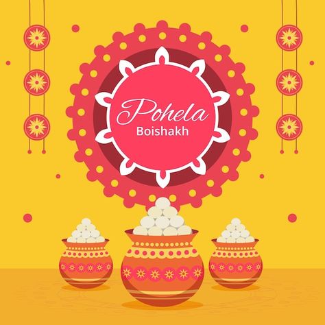 Flat design bengali new year | Free Vector #Freepik #freevector #boishakh #pohela-boishakh #bangla #bangladesh Poila Boisakh Creative, Poila Baisakh Creative, Poila Boishakh Creative, Bhool Bhulaiya 3 Poster, Poila Boishakh, Pohela Boishakh, Subho Dipaboli In Bengali, Bengali New Year, Bangla Noboborsho