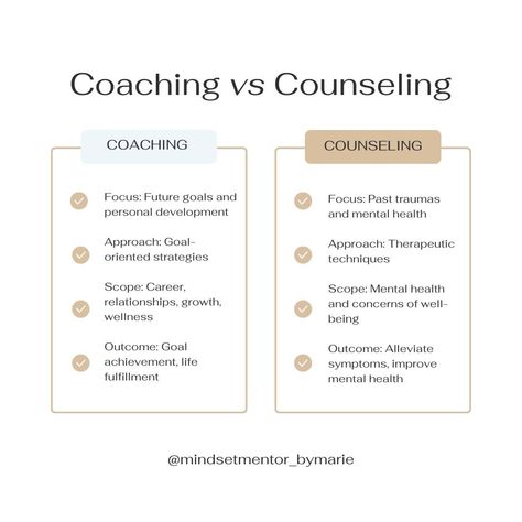 Diving deep into the world of self-discovery: Coaching vs Counseling. Both are unique approaches to personal growth and support! | Instagram Coaching Vs Therapy, Coaching Vs Counseling, Coaching Questions, March 8, Life Coaching, Self Discovery, Life Coach, Counseling, Personal Growth