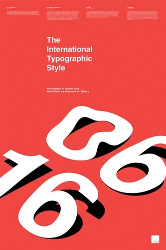 Applied Arts Mag - Awards Winners - International Typographic Style Exhibition Poster International Style Graphic Design, Paul Rand Poster, Big Typography Design, International Typographic Style Design, Typographic Posters Design, Swiss International Style Poster, Applied Arts Design Ideas, Type As Image Poster, Helvetica Poster Design