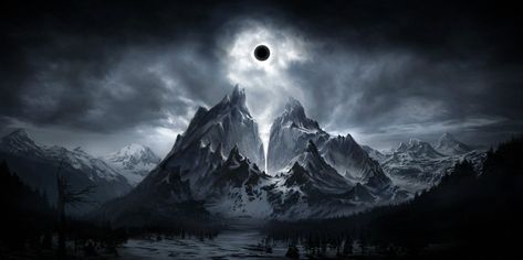 Dark Fantasy Landscape Cool Wallpapers Dark Mountains, Dark Landscape, Zero Wallpaper, Fantasy Background, Mountain Wallpaper, Widescreen Wallpaper, Landscape Background, Fantasy Places, Dark Moon