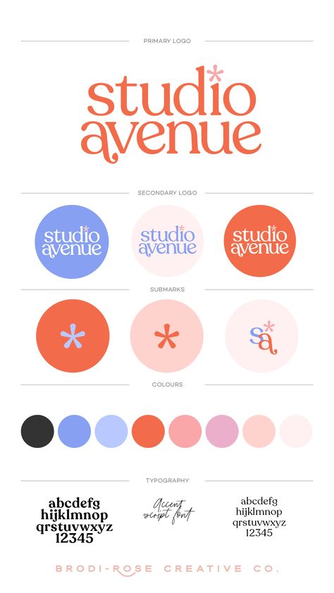 Logo Design Ideas Colorful, Brand Pallete Canva, Canva Colour Combinations, Avenue Logo Design, Virtual Assistant Logo Branding, Branding Examples Inspiration, Logo Colours Combinations, Personal Brand Template, And Co Logo