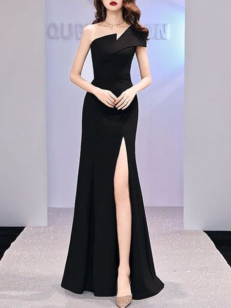 Cheap Formal Dresses, Dress Pesta, Black Dresses Classy, Gowns Dresses Elegant, Elegant Black Dress, Dress One Shoulder, Elegant Dresses Classy, Formal Evening Dress, Evening Gowns Elegant