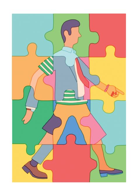 Aalto Leaders' Insight by Tim Lahan | Agent Pekka Puzzle Graphic Design Poster, Puzzle Poster Design Ideas, Internship Illustration, Diversity Graphic Design, Puzzle Illustration Design, Inclusion Illustration, Puzzle Graphic Design, Inclusive Illustration, Leader Illustration