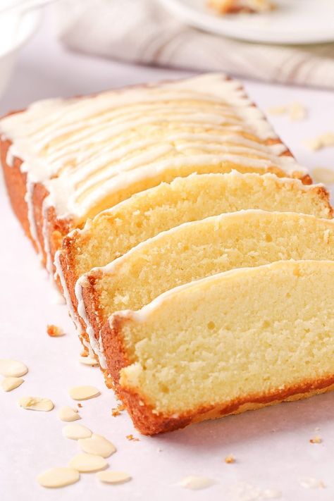 Breakfast Pound Cake, Pound Cake Recipes Buttermilk, Fruit Topping For Pound Cake, Buttermilk Loaf Cake Recipes, Almond Loaf Cake Recipes, Almond Loaf Bread, Loaf Pan Cakes Recipes, Loaf Pan Recipes Desserts, Almond Pound Cake Recipes Moist