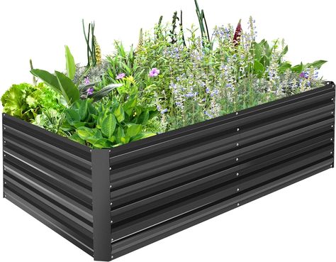 Amazon.com: Rengue 8x4x2FT Raised Garden Beds Large Galvanized Planter Raised Beds Outdoor Sturdy Raised Bed for Vegetables, Flowers, Fruits, Succulent, Herbs, Garden Box with Open Bottom Easy Assembly : Patio, Lawn & Garden Pie Grande, Raised Garden Bed Kits, Metal Raised Garden Beds, Metal Planter Boxes, Backyard Inspo, Metal Planters, Planter Box, Garden Boxes, Garden Bed