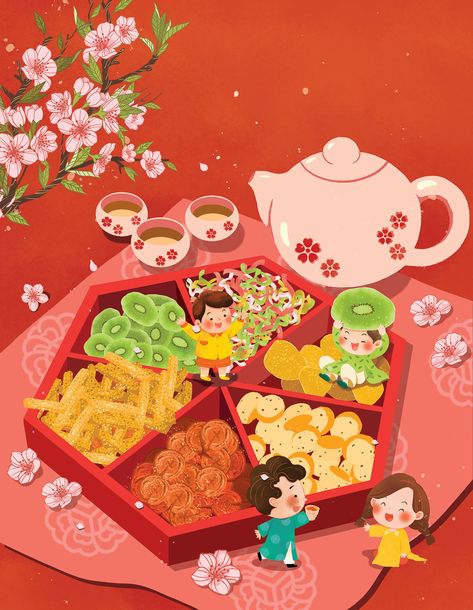 Happy New Year 2020! on Behance Tet Holiday Drawing, Tet Holiday Illustration, Tet Illustration, Lunar New Year Illustration, Lunar New Year Design, Chinese New Year Illustration, Tet Decor, Happy New Year Illustration, Holiday Poster Design